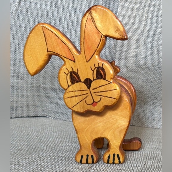 Vintage Other - Vintage Handmade Wood Bunny Rabbit Kitsch Rustic Weird Farm Core AS IS READ
